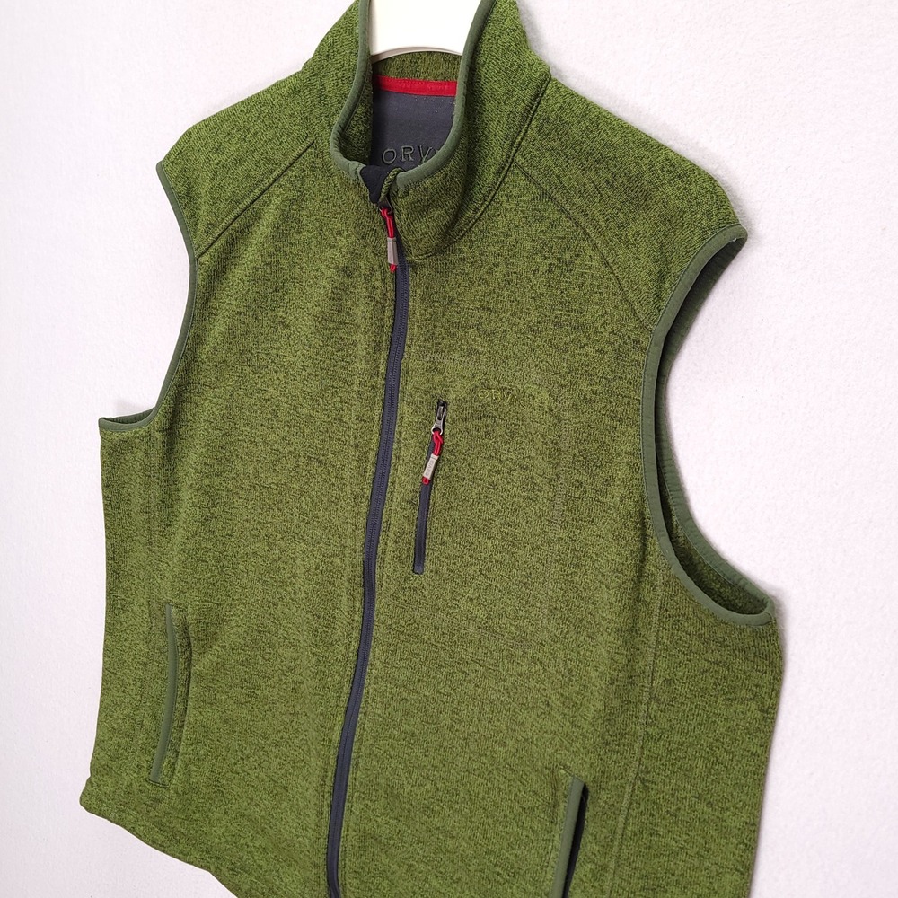 Orvis Mens XXL Green Heathered Sweater Fleece Full Zip Vest Outdoor Gorpcore - Picture 2 of 7